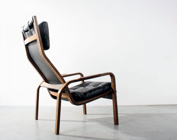 Swedese design Yngve Ekstrom chair fauteuil wengé leather