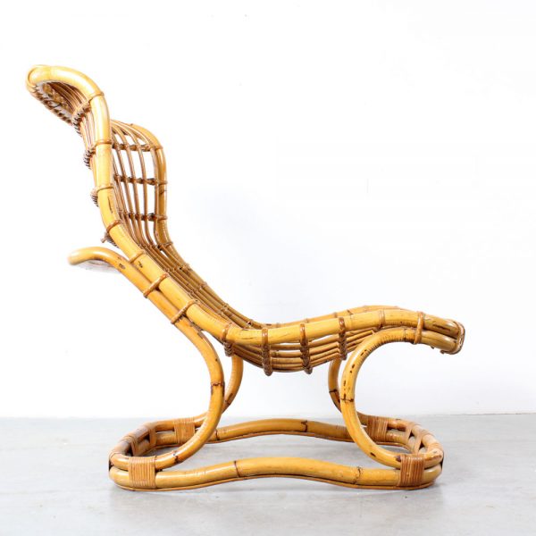 Tito Agnoli rattan lounge chair design Bonacina