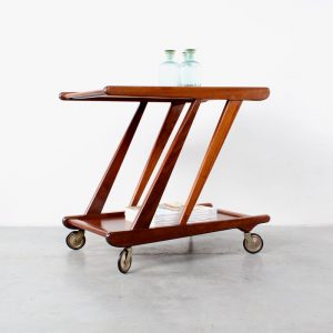 Teak tea trolley bar cart retro design Webe style