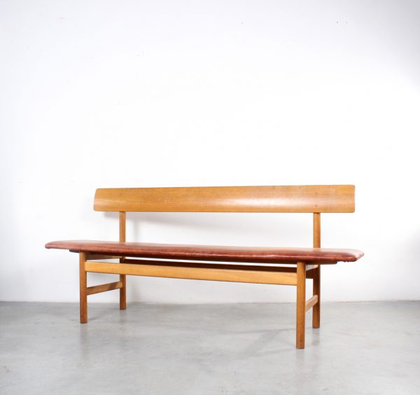 Borge Mogensen bench 3171 Danish design oak leather