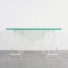 Lucite desk table trestles plexiglass