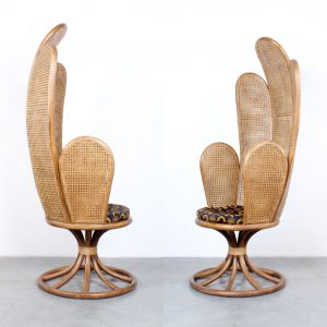 Highback rattan chair retro design webbing