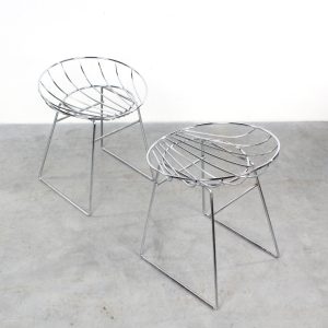 Chromed low stool Dutch design